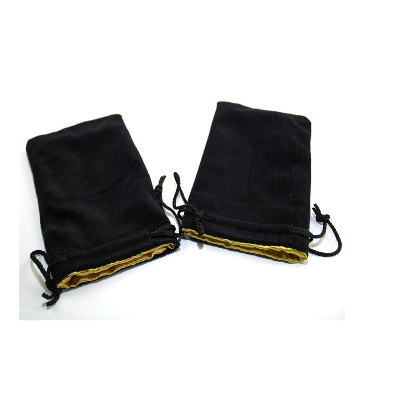 Chessex - Velvet Dice Bag 5" x 8" Size - Black with Gold - Good Games