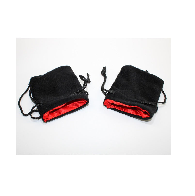 Chessex - Velvet Dice Bag 3.75" x 4" Size - Black with Red - Good Games