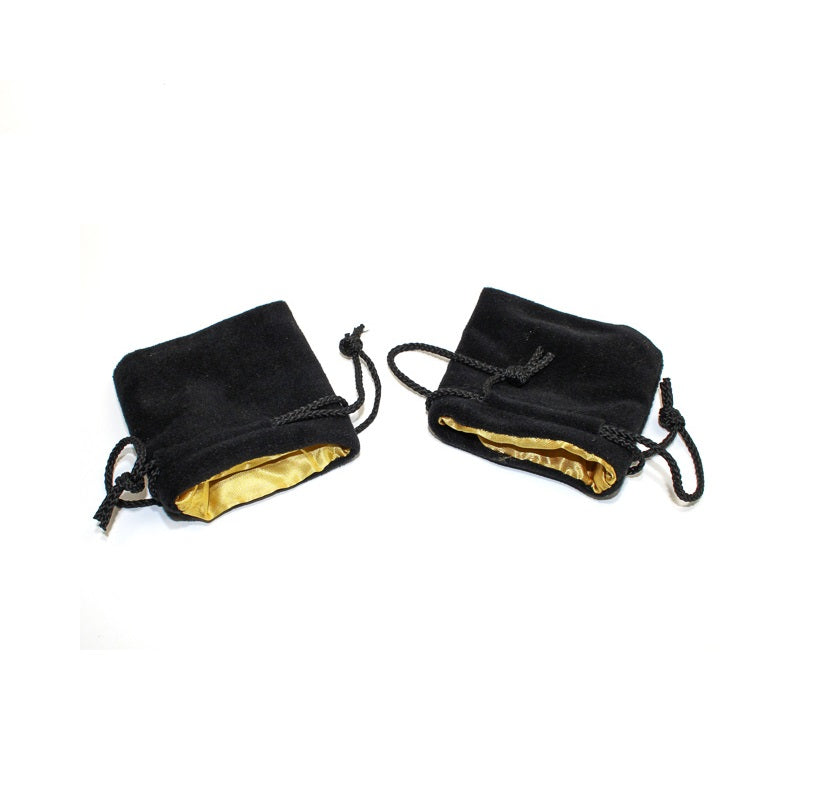 Chessex - Velvet Dice Bag 3.75" x 4" Size - Black with Gold - Good Games