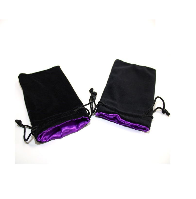 Chessex - Velvet Dice Bag 5" x 8" Size - Black with Purple - Good Games