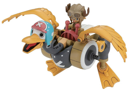 Tony Tony Chopper figurine in an aviator helmet, steering a yellow duck-shaped flying vehicle with large wings