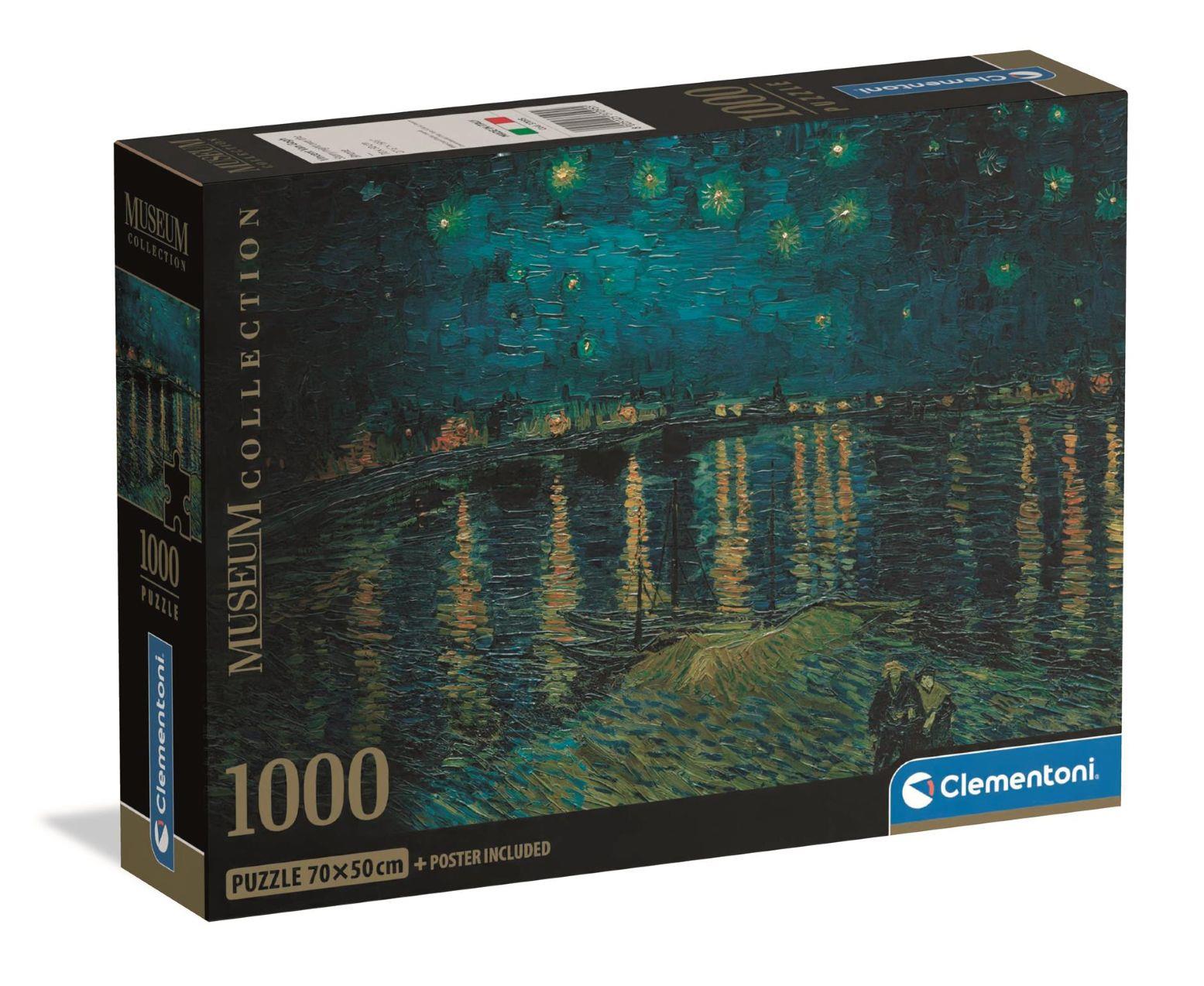 Clementoni 1000-piece puzzle box featuring Van Gogh's Starry Night Over the Rhone painting