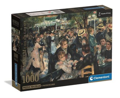 Clementoni 1000-piece puzzle box displays a lively Impressionist painting of an outdoor dance scene