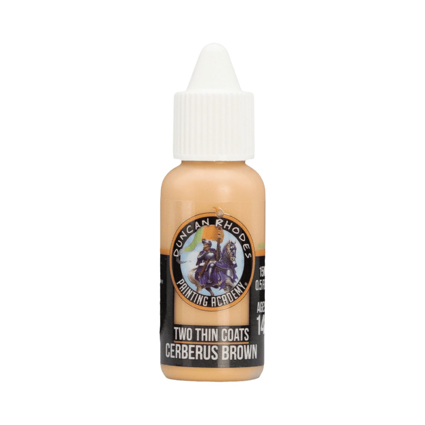 Dropper bottle of Duncan Rhodes "Two Thin Coats" Cerberus Brown miniature paint