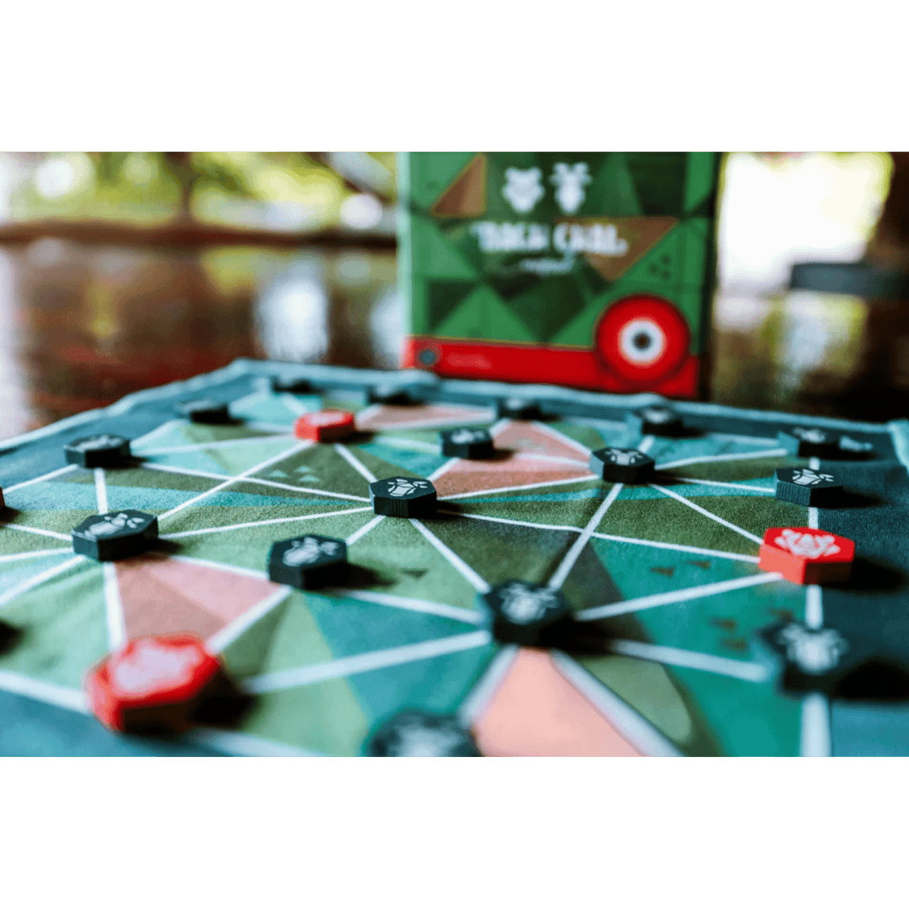 Side view of Bagh Chal box and contents