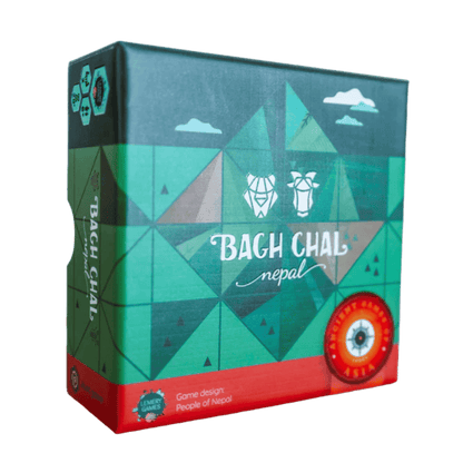 Boxed game of Bagh Chal with minimalist tiger and goat artwork