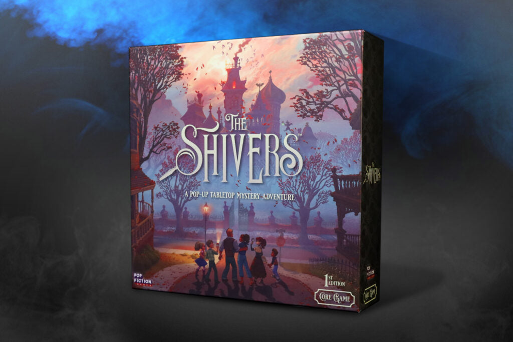 High-quality image of The Shivers core game box showing detailed pop-up elements and atmospheric artwork of haunted rooms