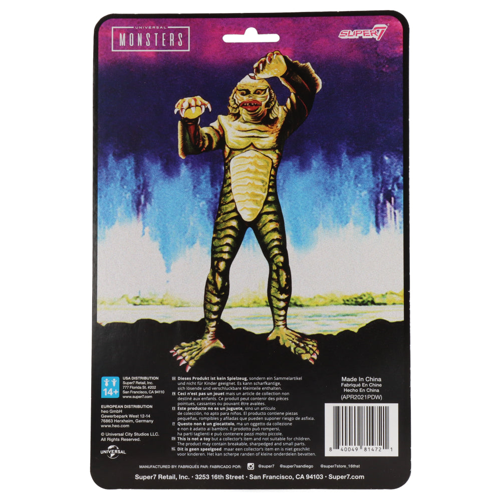 Creature from the Black Lagoon (1954) - The Creature World Famous Super Monsters Wide Sculpt ReAction 3.75 inch Action Figure packaging box back view