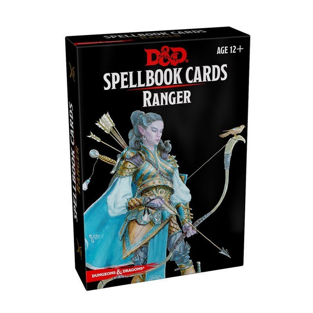 D&D Spellbook Cards Ranger box with an elf archer holding a bow. Age 12+