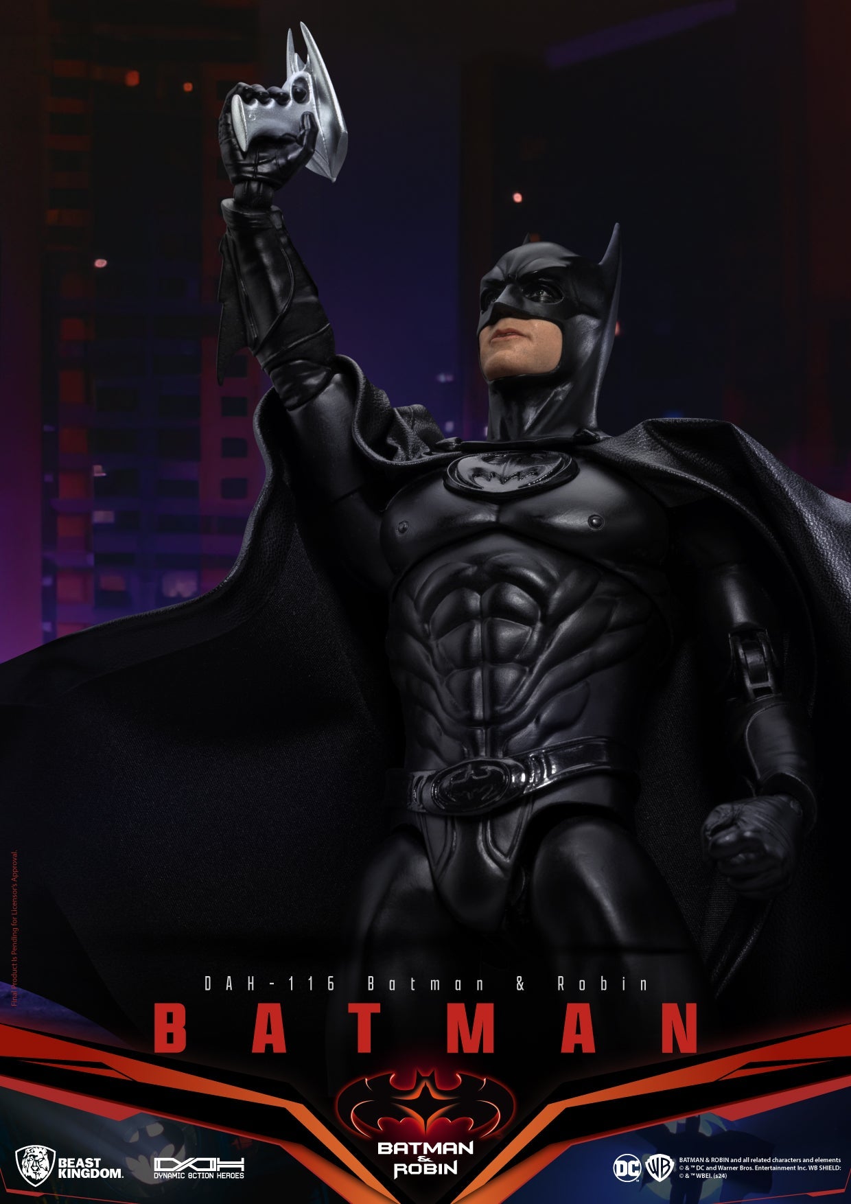 Beast Kingdom DAH-116 Batman Robin Dynamic Action Heroes Batman action figure holding a Batarang against a city backdrop