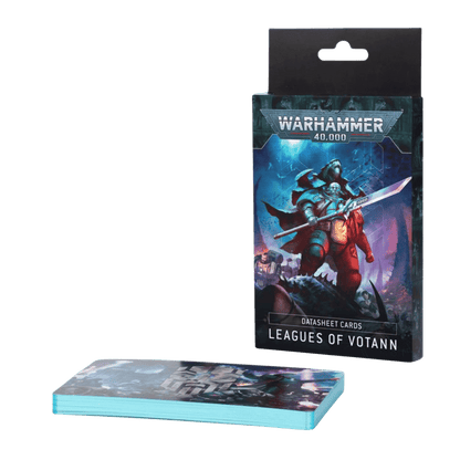 Warhammer 40,000 Leagues of Votann Datasheet Cards box showing a sci-fi warrior, with a stack of cards beside it