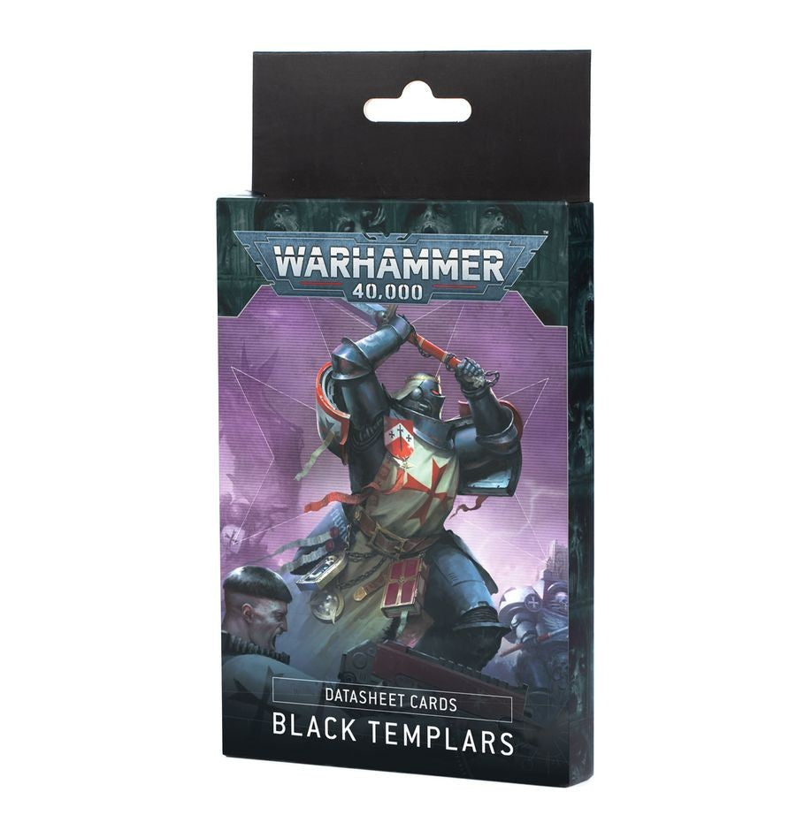 Warhammer 40K Black Templars Datasheet Cards box featuring an armored Space Marine with a hammer and Templar cross