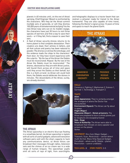 Two people from behind view a massive, glowing, blue eye-like Ataxi spaceship against a bright sky.