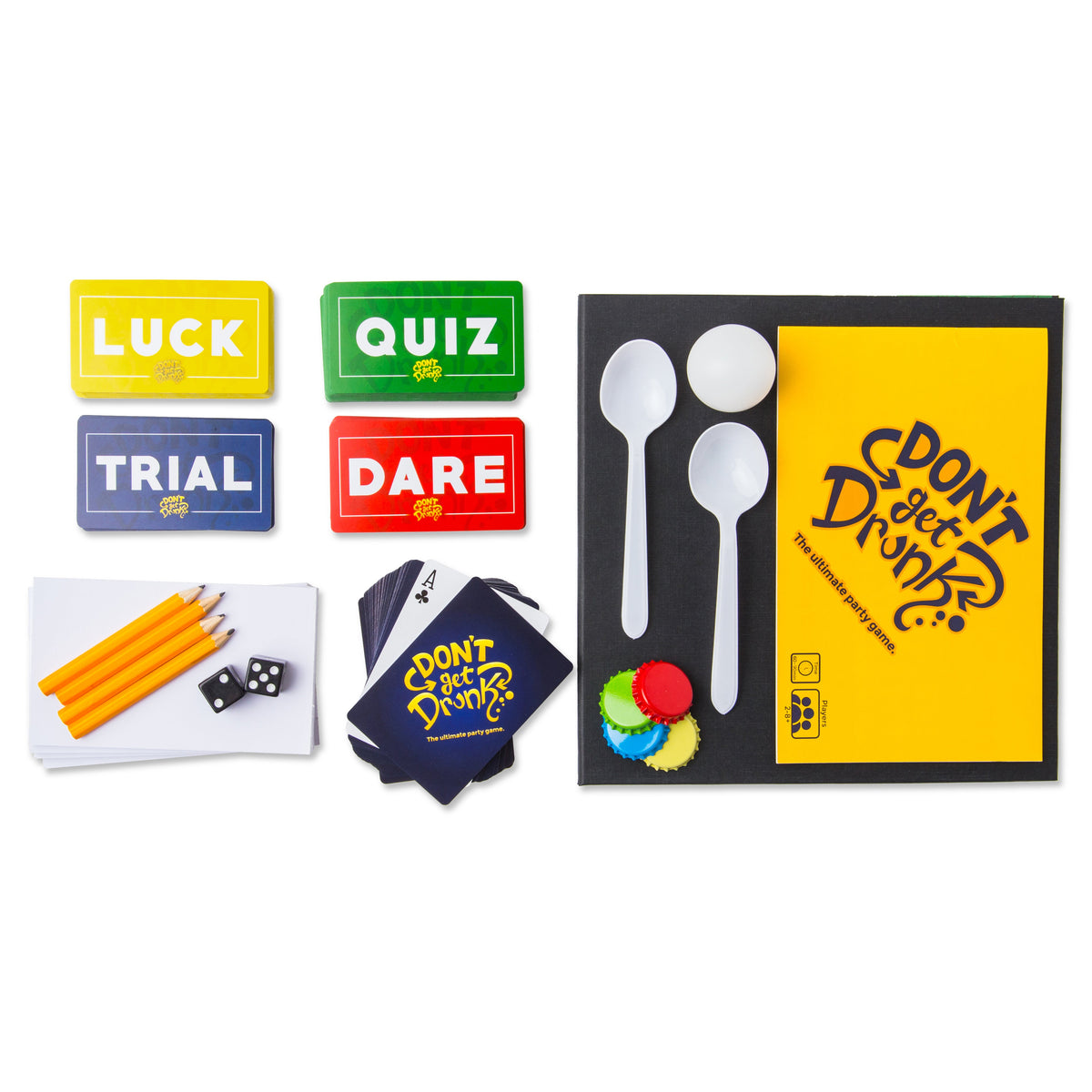 Back of Don&#39;t Get Drunk game box showing contents and instructions