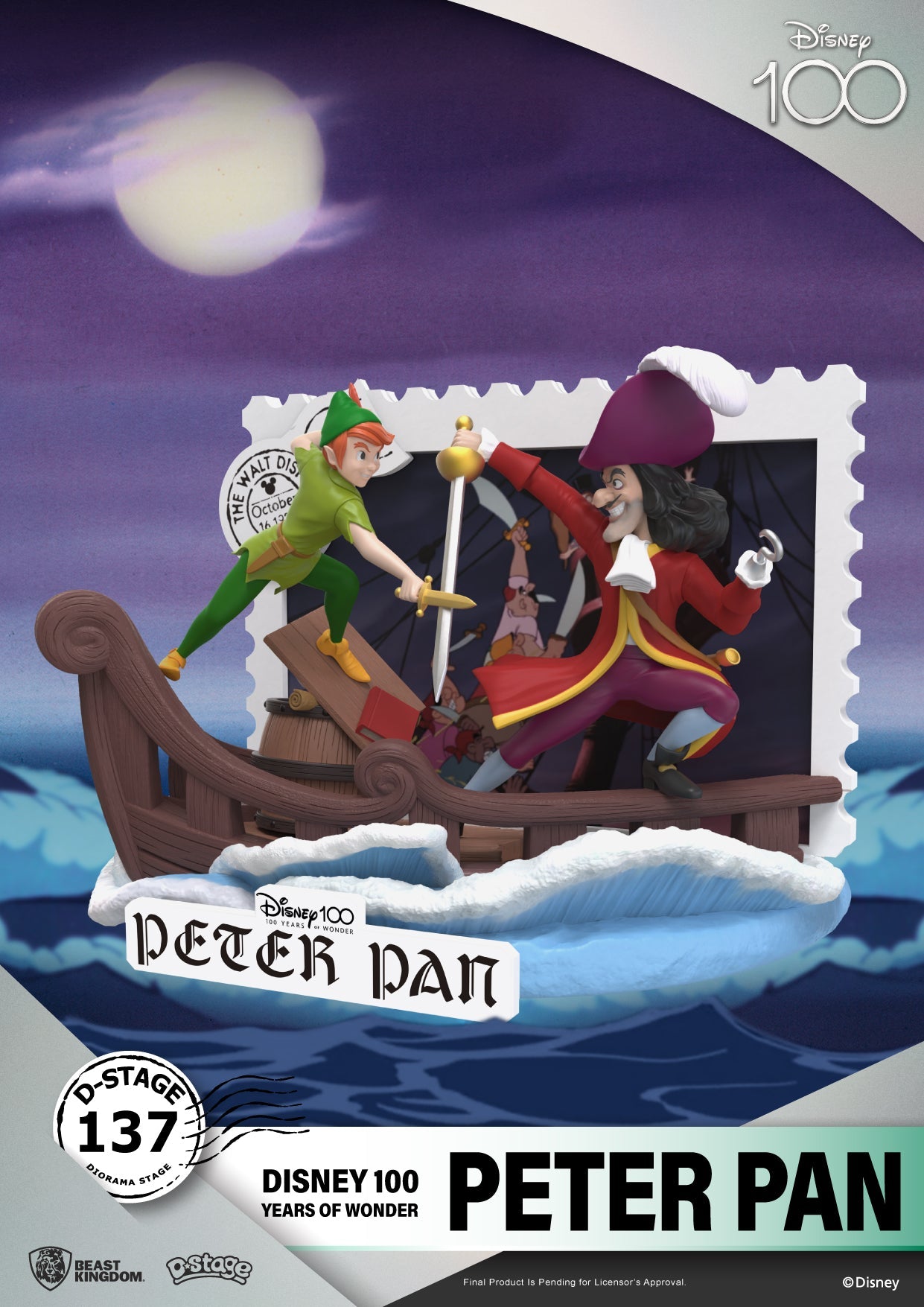 Tinker Bell sitting beside treasure chest on the book diorama