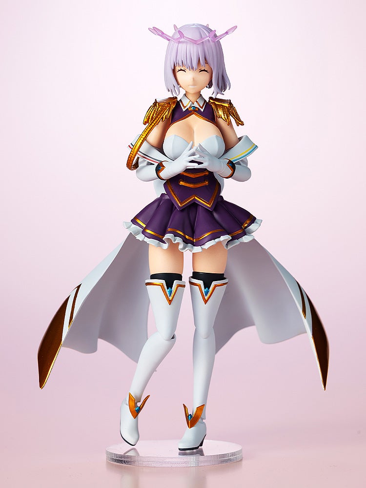 Gridman Universe Akane Shinjo articulated plastic model figure with purple dress gold accents white boots and flowing white cape