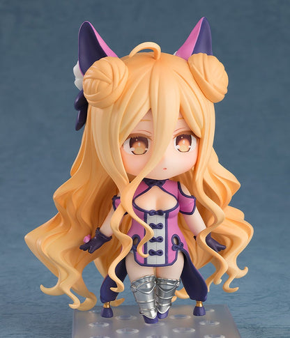 Nendoroid Yuzuru Yamai figure from Date A Live with blonde hair purple cat ears and pink outfit