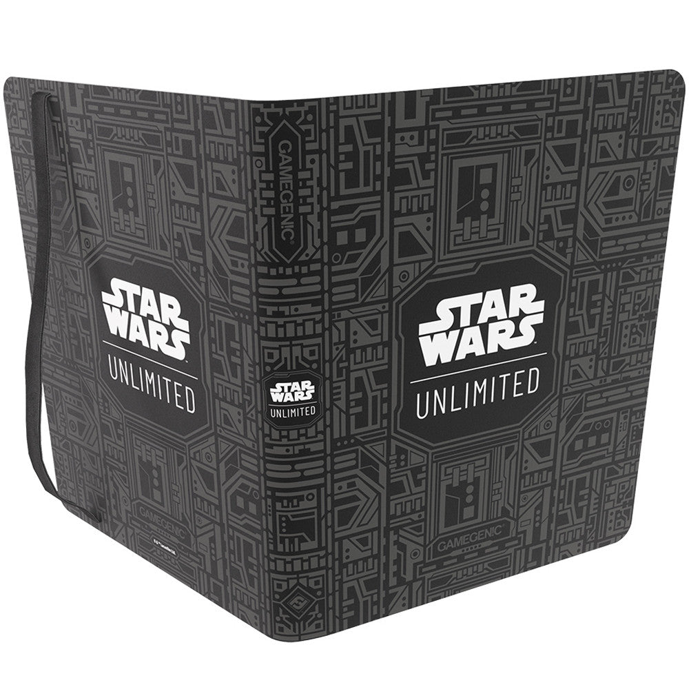 A black Star Wars Unlimited card album with a grey circuit-board pattern and Gamegenic logo