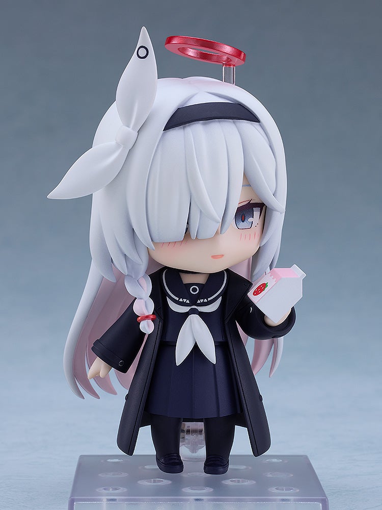 Blue Archive Plana Nendoroid action figure holding a strawberry milk carton
