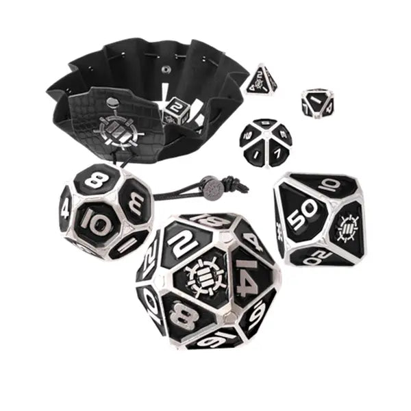 Enhance Tabletop Collectors Edition 7pc Metal RPG Dice Set Black