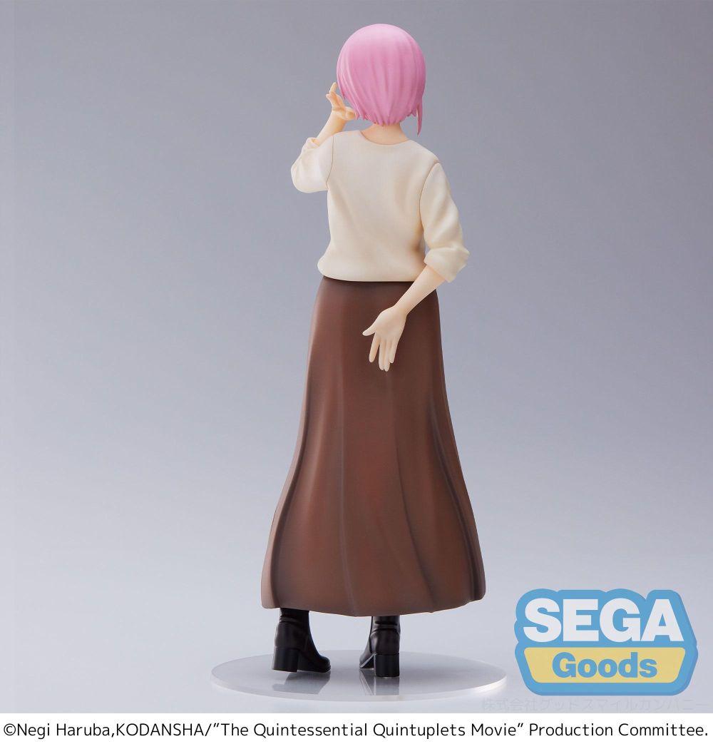 Side profile of Ichika Nakano figure showing flowing hair and fan accessory