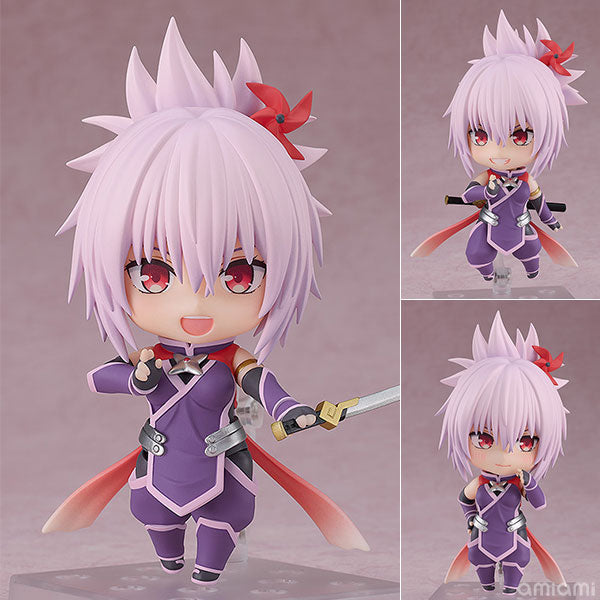 Rear view showing figure’s detailed hair, flowing scarf, and accessories