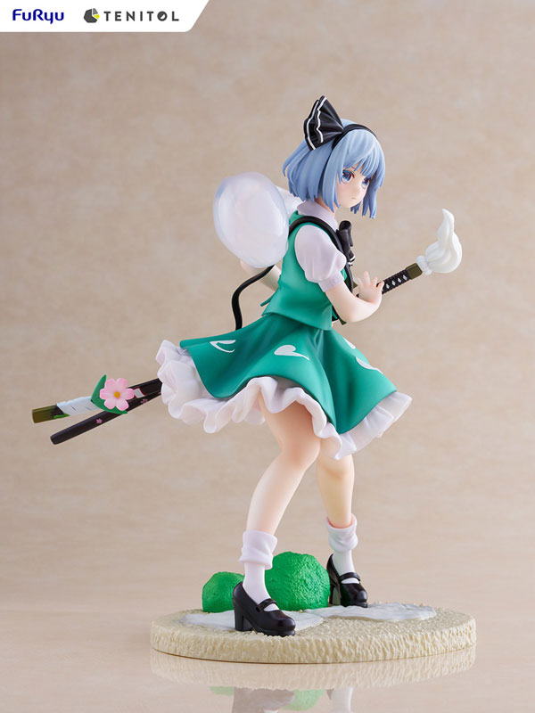Rear angle of Tenitol Youmu figure showing base and flowing clothing detail