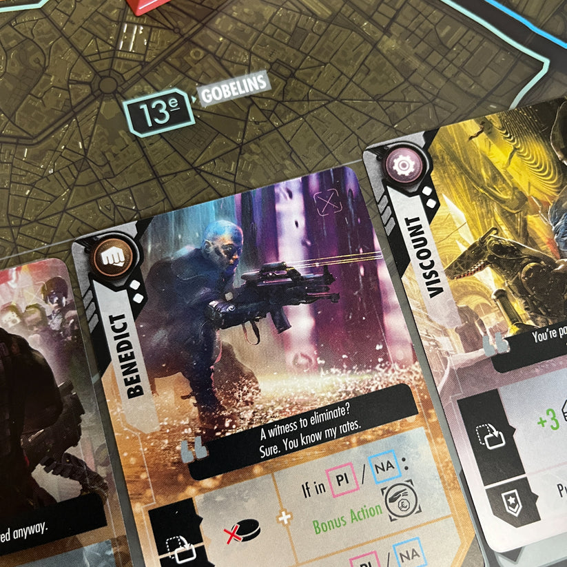 Character agent card from Virtual Revolution featuring cyberpunk-style illustration