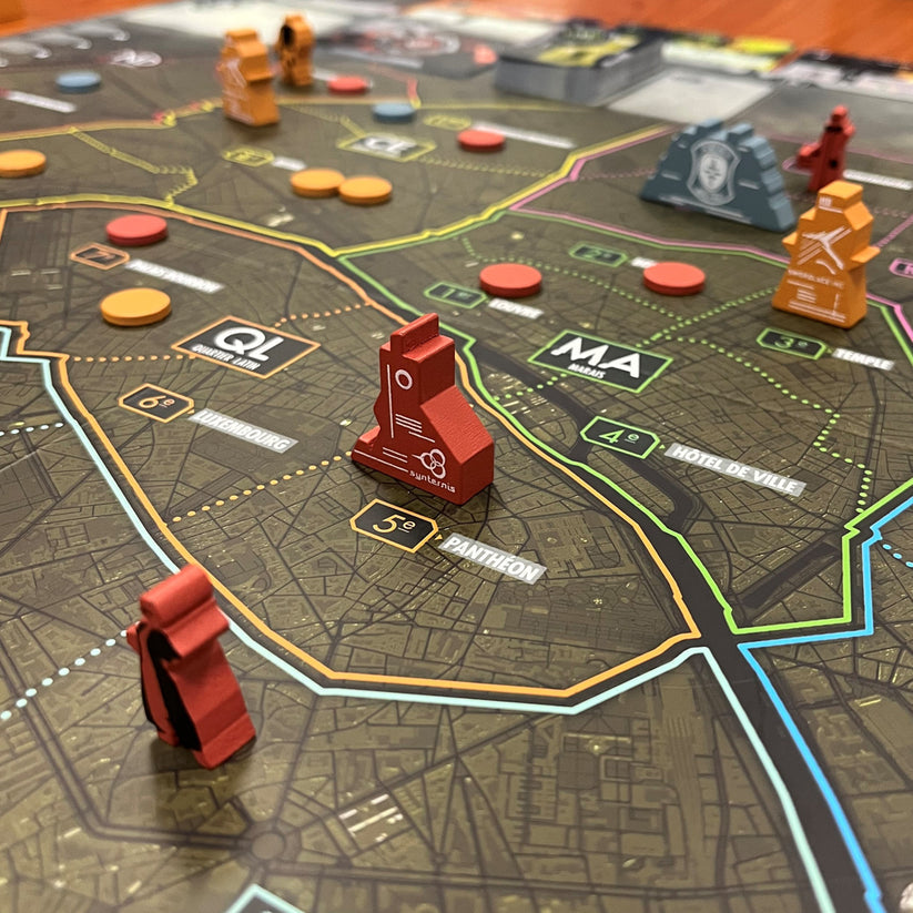 Game board and player token close-up from Virtual Revolution gameplay scene
