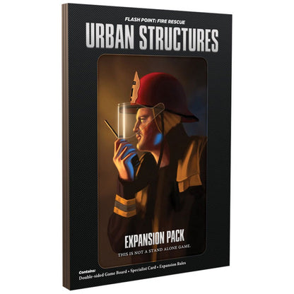 Flash Point: Fire Rescue Urban Structures expansion box, firefighter using radio