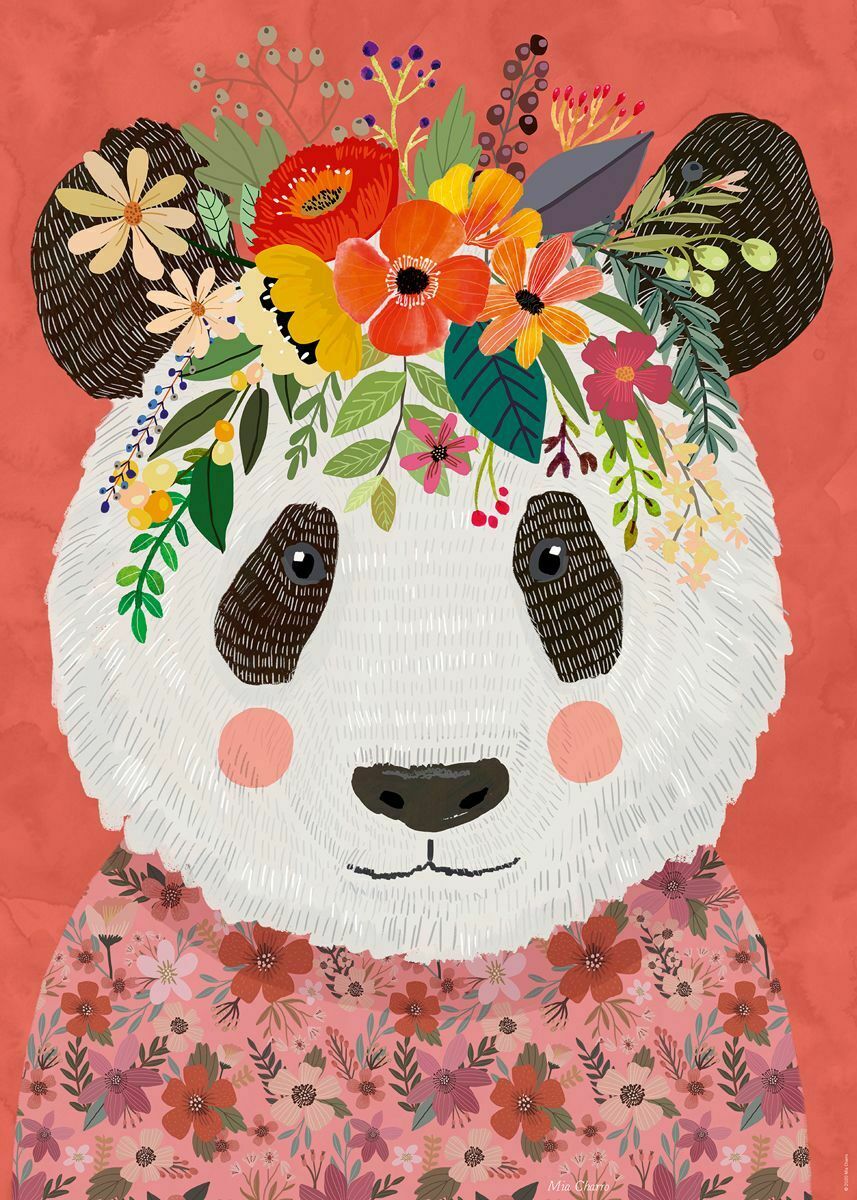 Heye Floral Friends Cuddly Panda 1000 Piece Jigsaw - Good Games