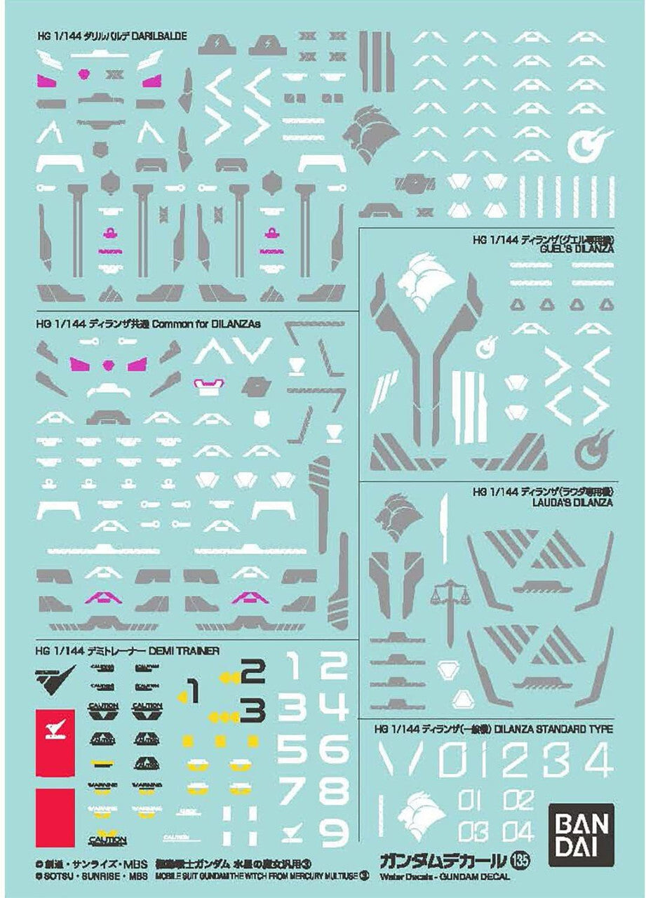 Gundam Decal 135 Mobile Suit Gundam The Witch From Mercury Multiuse 3 - Good Games