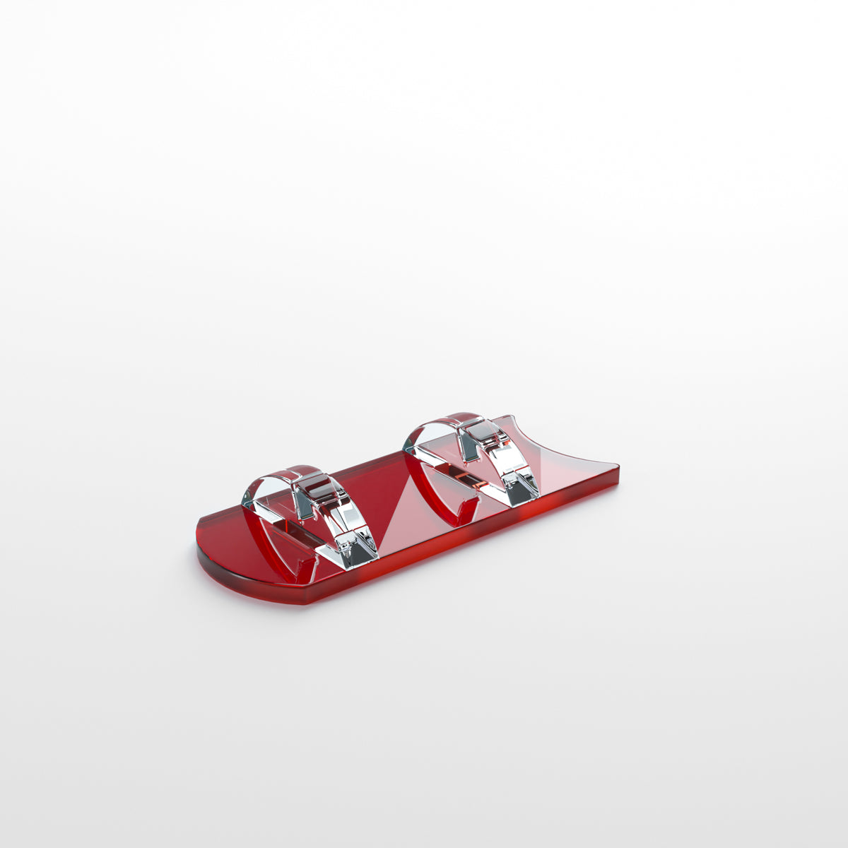 Red glass slider card stand