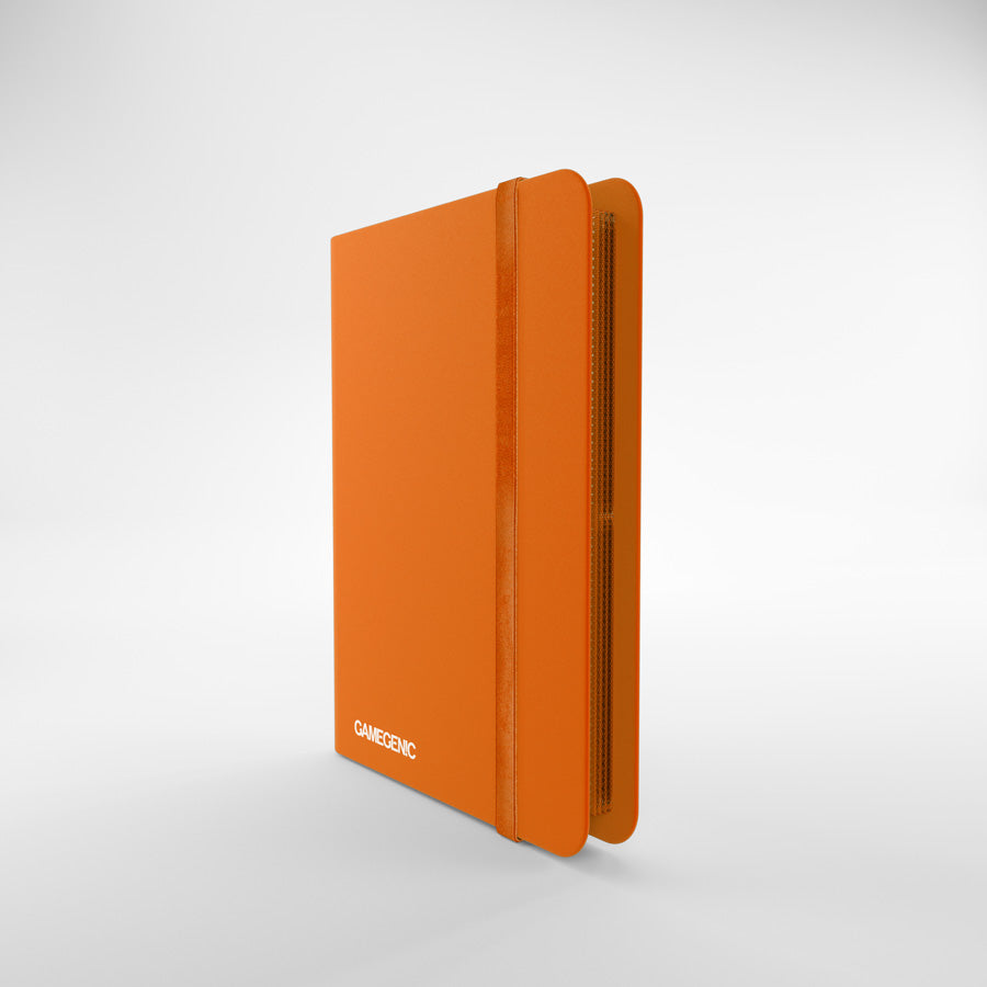 Front view of the closed bright orange Gamegenic Casual Album 8-Pocket with a textured cover