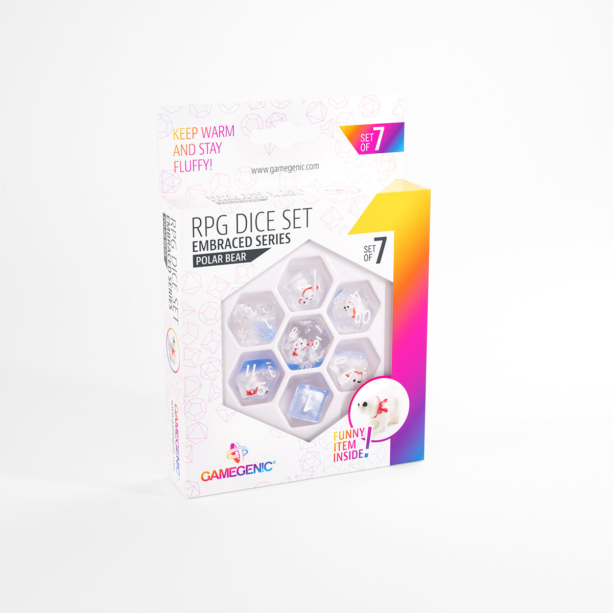 Gamegenic - Embraced Series RPG Dice Set - Polar Bear packaging box front view