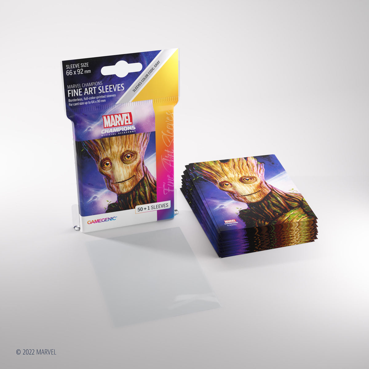 Contents of Groot sleeves pack with packaging