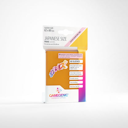 Gamegenic Japanese Sized Prime Sleeves in orange, front packaging view