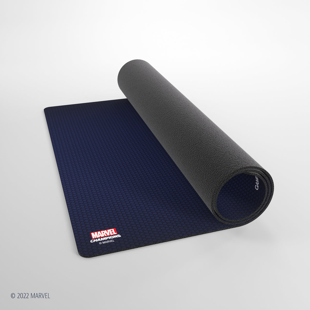 Marvel Champions Captain Marvel game mat rolled and unrolled views