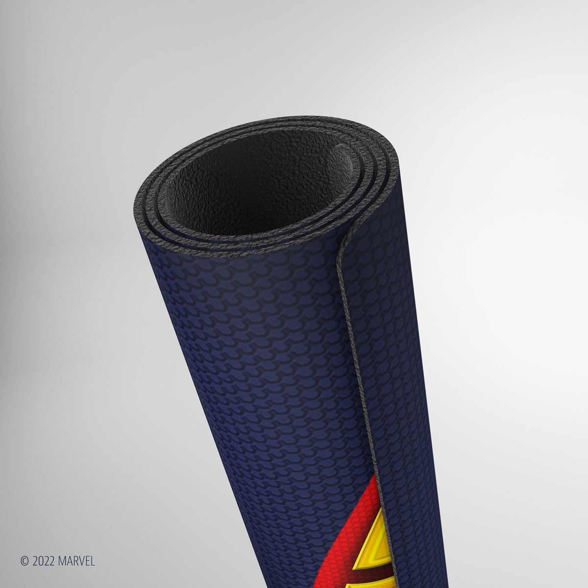 Marvel Champions Captain Marvel game mat angled on table