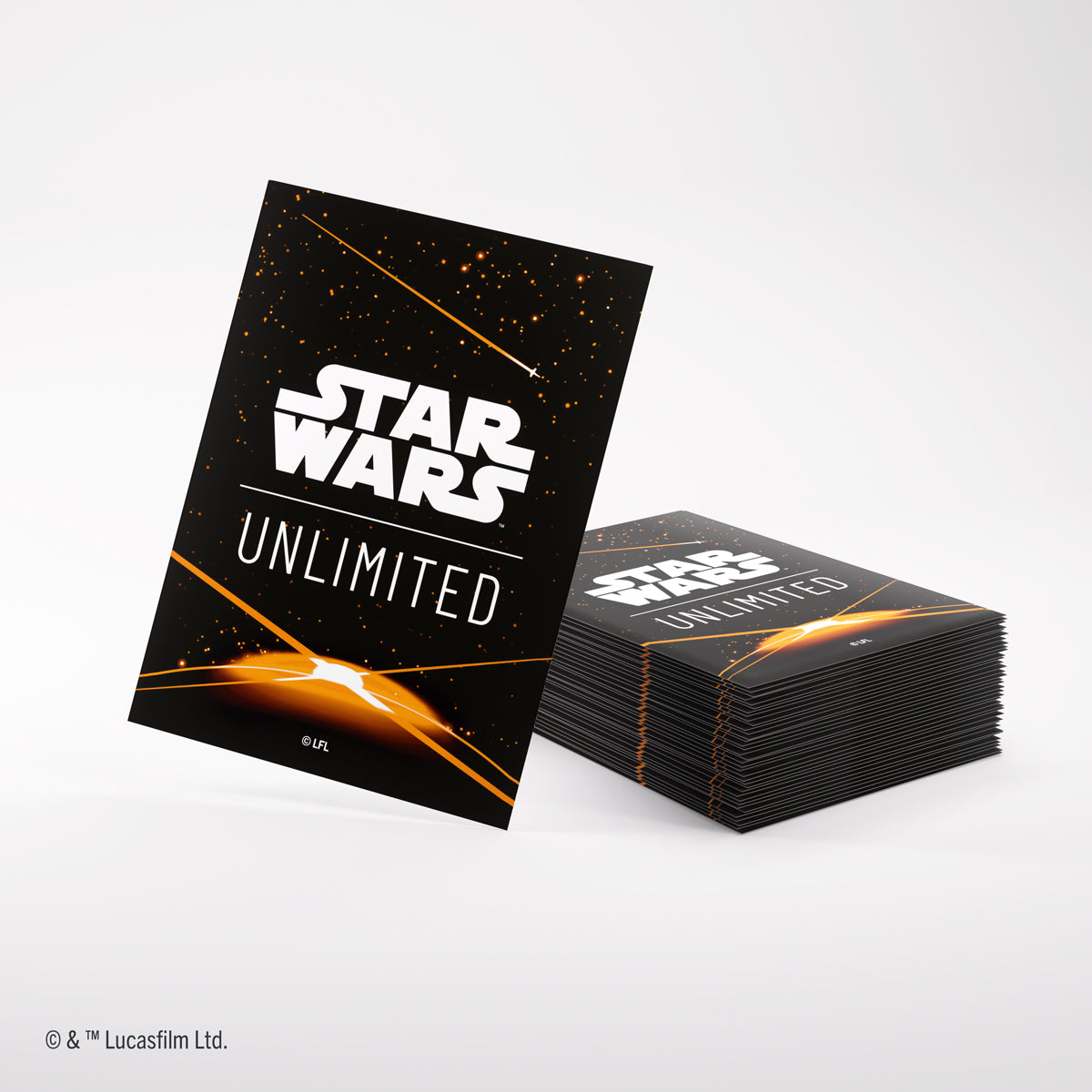 Star Wars Unlimited art sleeves with vibrant orange card back
