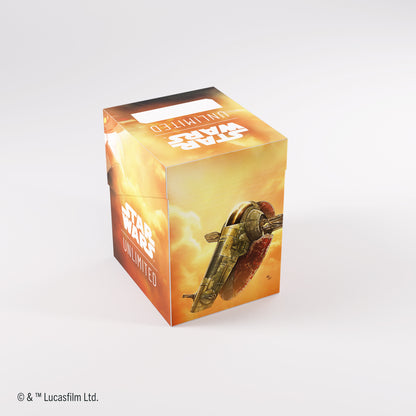 Side angle of Boba Fett Soft Crate showing zipper and artwork