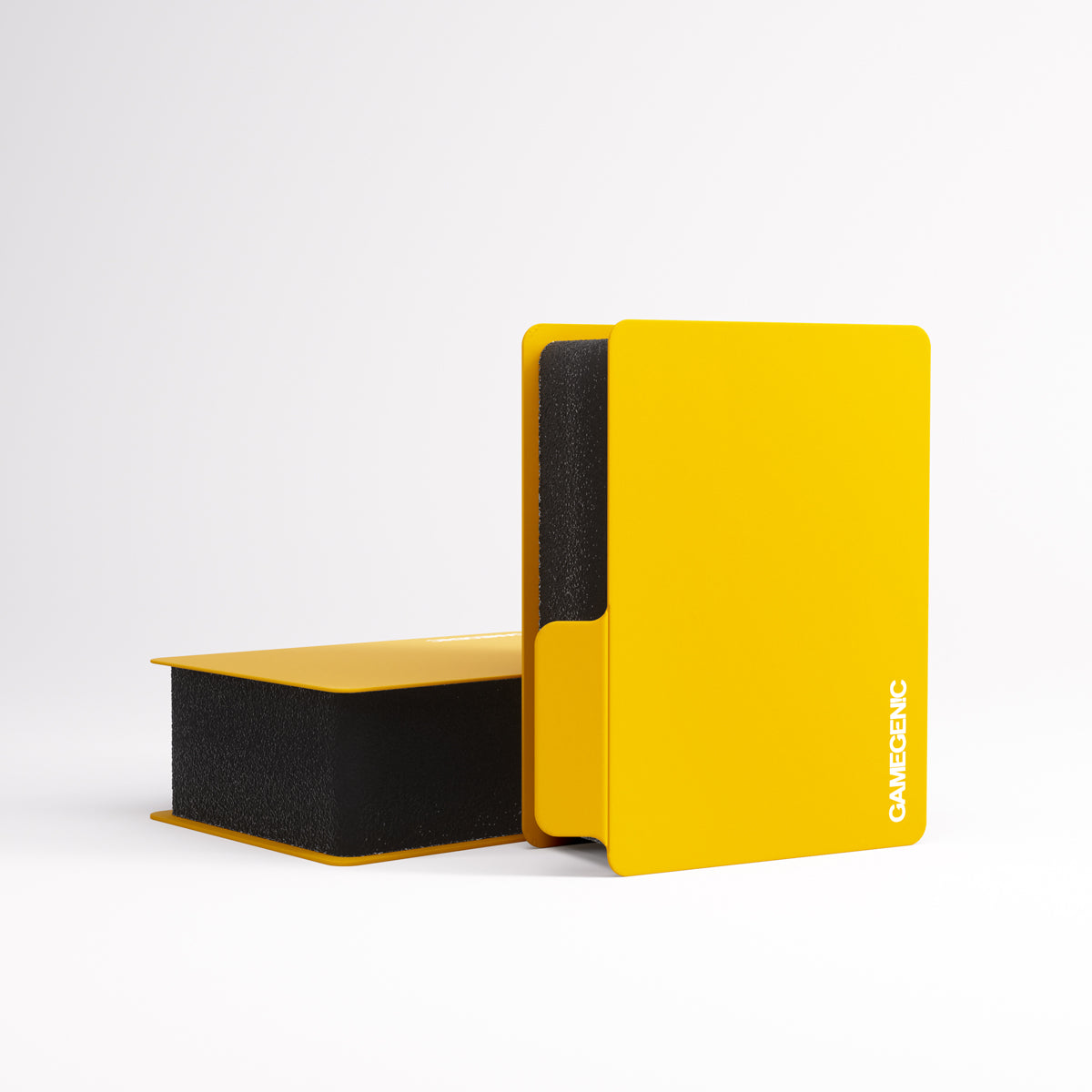 One Gamegenic divider standing, one lying flat showing black foam interior