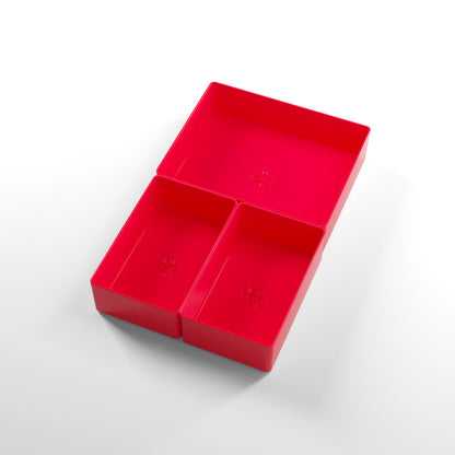 Top-down view of Red Token Silo Card Add-On pieces