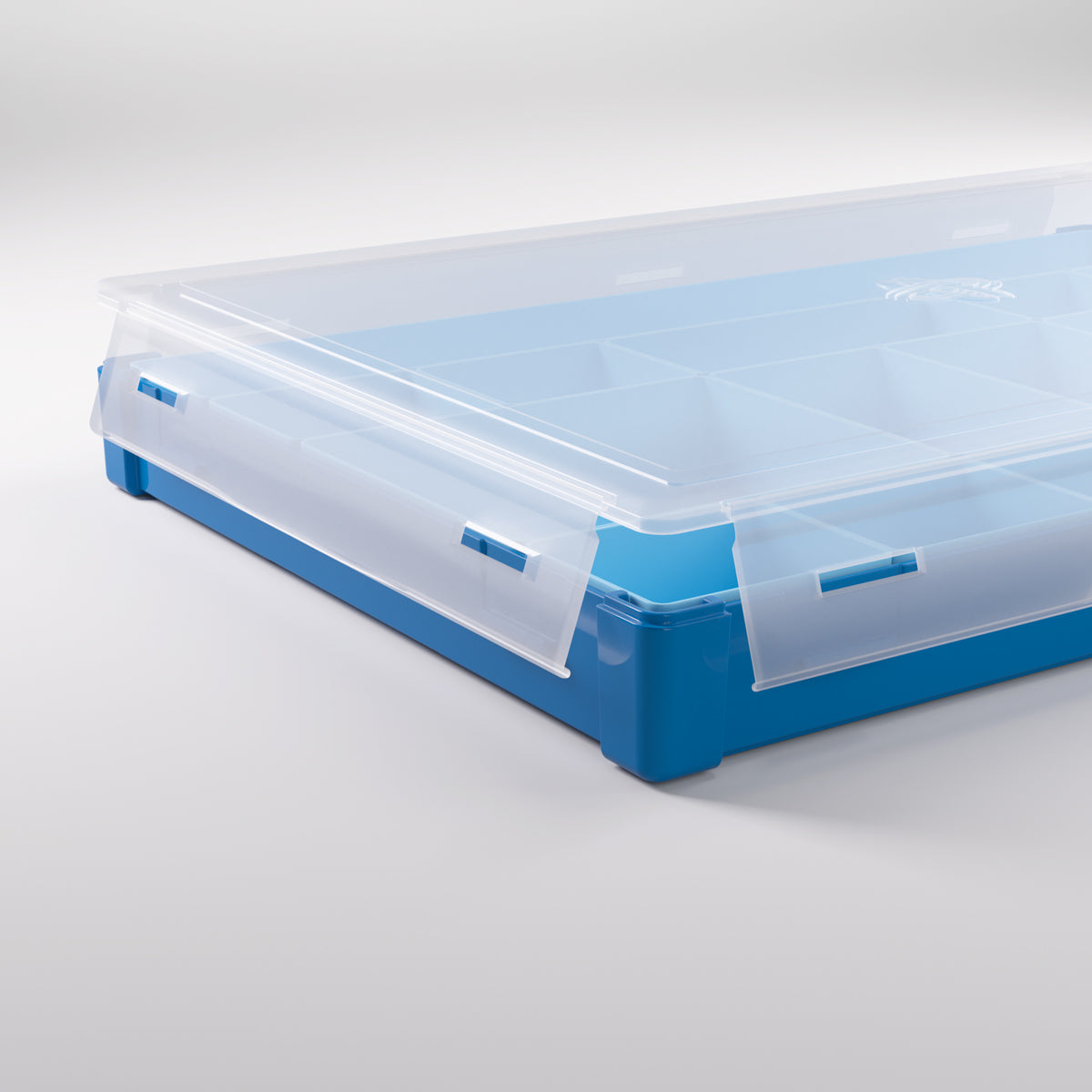 Internal view of blue Silo XL’s token tray compartments