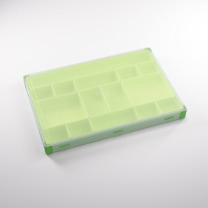 Top-down view of the closed Green/Lime token storage box