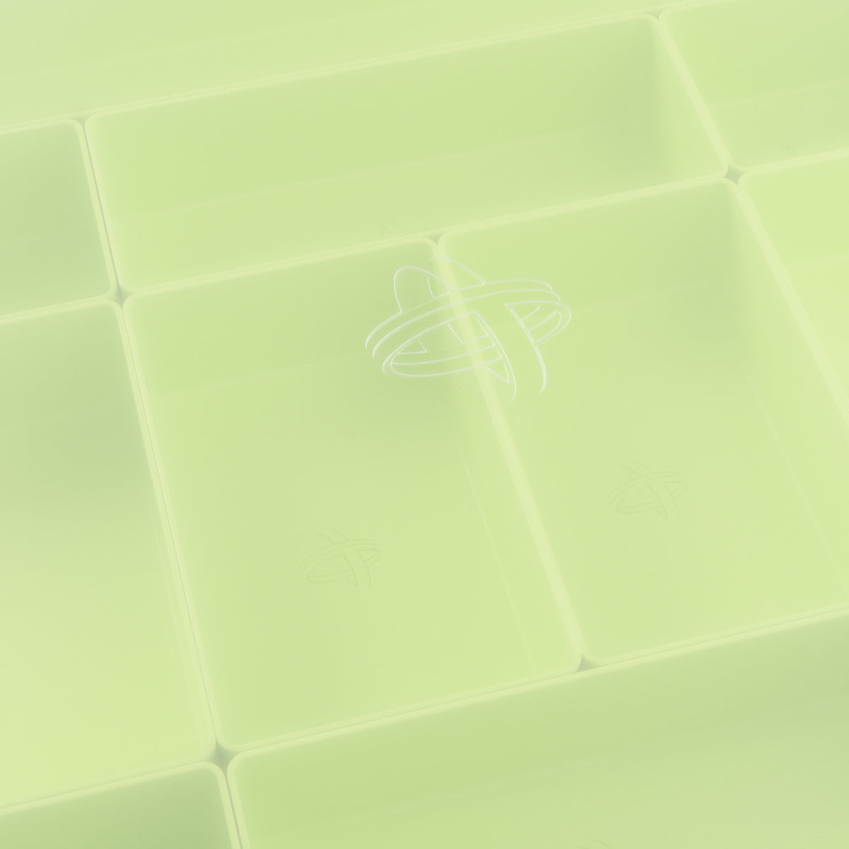 Front facing view of Green/Lime token box with logo