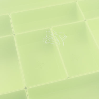 Front facing view of Green/Lime token box with logo