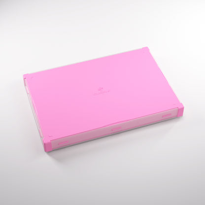 Front angled view of Gamegenic Silo XL Convertible Token Box in Pink/White