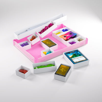 Side view highlighting the Pink/White token box's structural depth