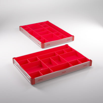 Tilted top view of red token storage solution